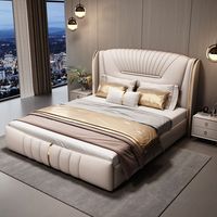 Ensemble de meubles de chambre à coucher de luxe moderne JY-B370, vente chaude, lits en cuir de taille king, lits doubles queen, lits capitonnés pour la maison