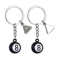 Nouveau style transfrontalier Porte-clés boule de billard personnalisé, mini modèle de simulation de boule 8 noire en alliage de zinc X-1910, pendentif pour sac d'école