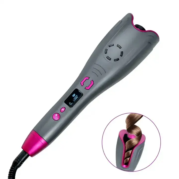 Rolo modelador de cabelo em forma de rosa clássico profissional OEM modelador de cabelo automático em espiral LCD tempera modelador de cabelo preguiçoso