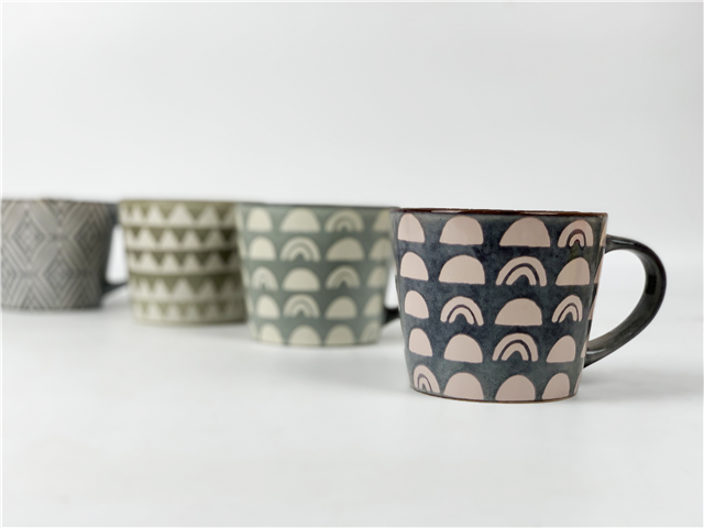 wholesale 16oz Big Reactive Glazed ceramic coffee  mug with silkscreen pattern, tea cup,  Best price custom mugs