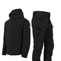 Ensemble de blouson bomber en peau de requin camouflage russe transfrontalier, style désert, avec combinaison tactique imperméable doublée polaire, streetwear d'hiver
