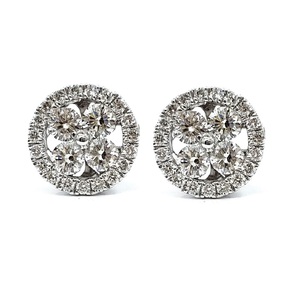 Haute qualité 18k or blanc massif Production rapide à la main forme ronde boucles d'oreilles pour les femmes plaqué or pour cadeau de fiançailles - Product Image 1