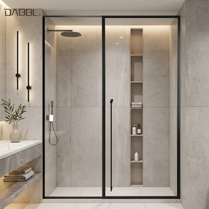 Puerta de Ducha Abatible Personalizable para Baño de Hotel Moderno, Vidrio Templado de 10 mm, Marco de Acero Inoxidable SS304 - Product Image 1