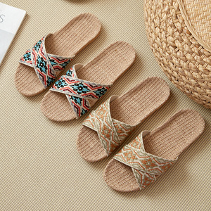 Sandales d'intérieur décontractées en lin pour femmes, antidérapantes, respirantes, déodorantes, tendance, livraison gratuite - Product Image 2