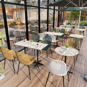 Hiện đại terrazzo ăn cafe nhà hàng bảng đặt cafe đồ gỗ ngoài trời