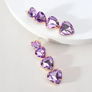 Anting-anting kristal bening Harga murah kualitas tinggi anting bentuk cinta rumbai anting-anting perempuan lucu bayi manis perhiasan