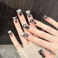 Faux ongles carrés en acrylique réutilisables, motif canard fait main, 10 pièces