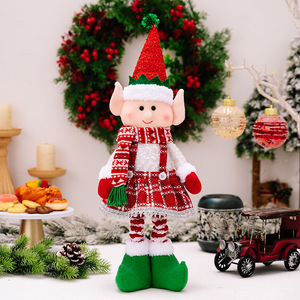 New Luxury <b>Christmas</b> Decoration Figurines Handmade Red and Green Elf Stretchable Dolls <b>Window</b> <b>Display</b> Standing Ornaments - Product Image 6