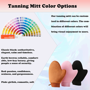 Personnalisé sans strie velours bande élastique faux corps faux bronzage applicateur gant avec pouce noir marron autobronzant mitaines - Product Image 4