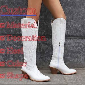 Bottes de chevalier et bottes de cowboy à talons épais et décoratifs, <span class=keywords><strong>style</strong></span> européen et américain tendance 2026, fabriquées sur mesure pour femmes - Product Image 2