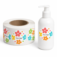 Étiquettes autocollantes rondes en vinyle imperméable avec logo personnalisé, impression florale personnalisée, étiquettes en rouleau pour produits de beauté