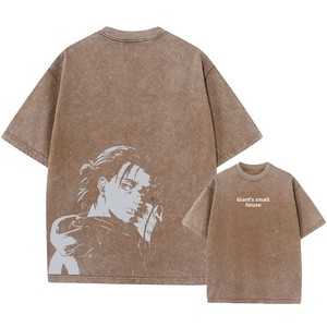 T-shirt à manches courtes pour hommes, imprimé Anime Attack Titan Levi Yager, Vintage, lavé, dessin animé, décontracté, Harajuku, pur coton, respirant - Product Image 2