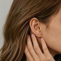 Boucles d'oreilles simples et polyvalentes en argent, bijoux en gros, plaqué or, avec un zircon rond, clous d'oreilles circulaires
