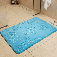 Tapis de bain en polaire corail, absorbant, doux, à poils denses, lavable à la main, pour la douche, le chevet et la buanderie, antidérapant.