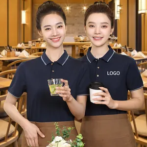 Custom Waterproof Cafe Shop Uniform Short Sleeve Restaurant Waitresses Uniform Custom Work Shirt