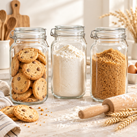 Bocaux en verre de 500 ml à 3000 ml avec couvercles à clip pour le stockage de farine, de sucre brun et de biscuits - Vente en gros