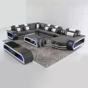 Popular Home Furniture Functional Smart Living Room Leather Sectional LED <strong>Sofa</strong> for Villa - Product Image 4
