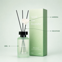 Coffret Cadeau Diffuseur à Bâtonnets Fleur de Gardénia 180ml Huile Essentielle Aromathérapie Parfum d'Ambiance Cadeau de Mariage Senteur Naturelle