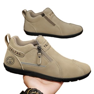 รองเท้าลำลองผู้ชายแบบมีซิปด้านข้างสำหรับฤดูใบไม้ร่วงและฤดูหนาว รองเท้าหนังนุ่มหุ้มข้อสูง น้ำหนักเบาและกันลื่น รองเท้าคุณพ่อ - Product Image 5