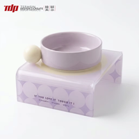 TERMEIN Support de gamelle et d'eau pour animaux de compagnie en acrylique, de luxe, lilas, en forme de U, monobloc, surélevé, pour chat, pour la chambre