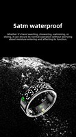 Bague Intelligente 2026 avec Écran, Suivi Cardiaque, Suivi du Sommeil, Contrôle Gestuel, Télécommande Photo, Bluetooth, Multisports