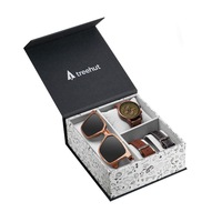 Boîte d'emballage de luxe pour ceinture avec pelliculage mat, revêtement UV offset, gaufrage et doublure en éponge pour cravate, montre, lunettes de soleil, broche, cravate à nouer