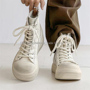 Chaussures décontractées montantes noires de haute qualité pour femmes et hommes, style marche en toile, design respirant et tendance, printemps-hiver - Product Image 1