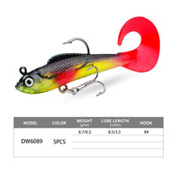 Leurre souple artificiel de 8,5 cm à queue bouclée, coulant, bionique, pour eaux moyennes, type swimbait, pour bar, rivière, lac, eau douce