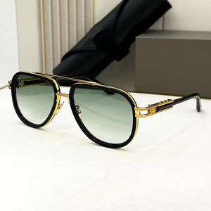 2025奢华复古椭圆形金属框太阳镜UV400钛双梁眼镜蒸汽朋克飞行员风格男女绿色红色 - Product Image 1