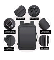 Sac à dos pour ordinateur portable pour homme, imperméable, antivol, avec port USB, fermeture éclair, nylon, logo personnalisé, durable