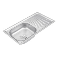Évier de cuisine en acier inoxydable de haute qualité avec rebord surélevé et bande de protection, design d'angle en R