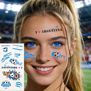 Autocollants de tatouage phosphorescents Tiebeauty pour les fans de football, pour le visage et le corps, décoration pour l'événement de la Coupe du Monde - Product Image 1
