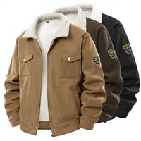 Blouson matelassé pour homme en velours côtelé enduit, coupe européenne, automne-hiver, en polaire épais, avec fermeture éclair, patchwork, effet délavé, coupe-vent, style workwear