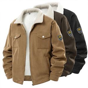 Chaqueta Acolchada de Pana para Hombre, Talla Europea, con Forro Polar Grueso, Cremallera y Parches, Estilo Cargo, Lavada, para Otoño e Invierno - Product Image 2