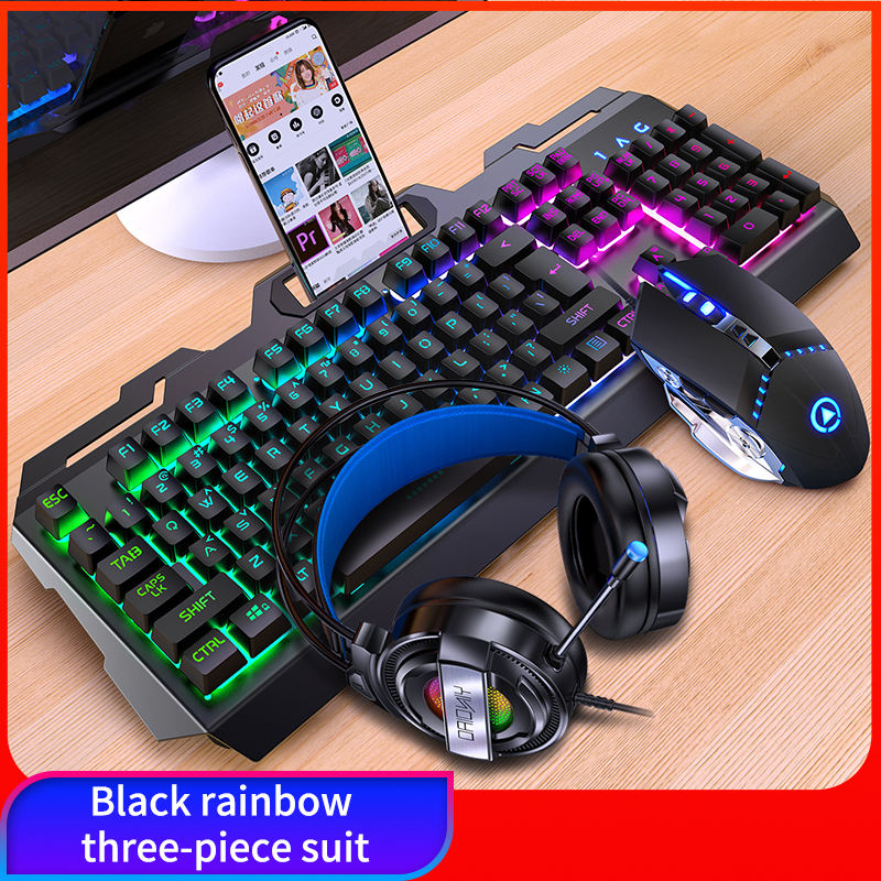 Noir Clavier + Souris + Casque