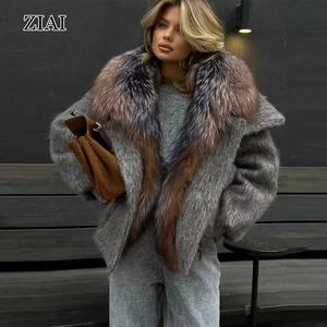 <span class=keywords><strong>Cappotto</strong></span> <span class=keywords><strong>Corto</strong></span> Elegante di Lusso all'Ingrosso, Giacca Invernale in Cashmere e <span class=keywords><strong>Pelliccia</strong></span> per Donna - Product Image 1