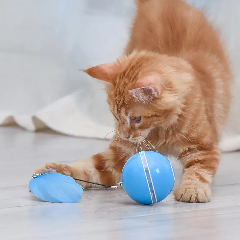 Usb Rechargeable Interactive Degree Automatic Rolling Roller Ball Self Rotating Smart Cat Toys Electric