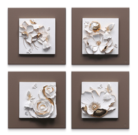 Décorations murales pour chambre d'enfant, 40*40 cm, petites, faites à la main, écologiques, accessoires pour la maison, 4 peintures jointées, elfe, fleur