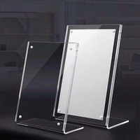 Support de menu publicitaire en acrylique en forme de L avec aimant, support de table en acrylique magnétique résistant