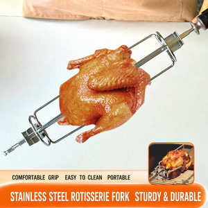 Fourchettes de rôtissoire en acier inoxydable réglables pour poulet, viande, grillades, accessoires de rôtissoire, personnalisables OEM - Product Image 3