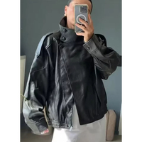 OFTBUY Vintage Damen Mode Frühling Herbst PU Kunstleder Motorradjacke mit Reißverschluss Strukturierte Textur Modisches Design
