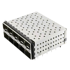 Connecteur de cage de port à fibre <span class=keywords><strong>optique</strong></span> empilable SFP SFP+ 2X5 ASSY avec joint EMI métallique et tubes optiques - Product Image 1