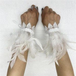 Manicotti in Piume Naturali, Guanti per Feste, Cosplay, Polsini in Pizzo, Accessori in Pelliccia per Costumi di Carnevale e Spettacoli - Product Image 4