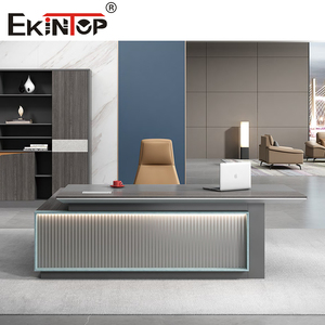 Bureau de direction moderne avec cadre en aluminium, extensible et convertible, pour PDG et managers, mobilier de luxe de haute qualité avec rangement - Product Image 4