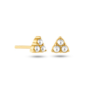 Boucles d'oreilles clous tendance CANNER en forme de triangle simple avec perles, plaquées or 18 carats, vente en gros - Product Image 1