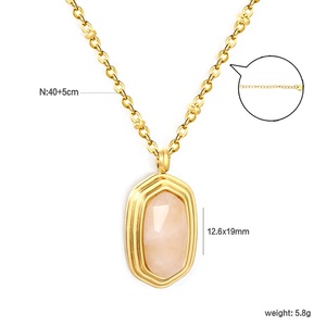 Collar con Colgante de Ópalo Geométrico de Moda, Cadena de Acero Inoxidable Chapada en Oro de 18K, Joyería para Mujer, Regalo - Product Image 2