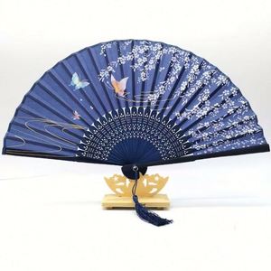 Custom <b>Pattern</b> Folk Style Painted Design Abanicos Bamboo Hand Folding Fan for Sale Performance Decoration Wedding Party Gift - Product Image 2
