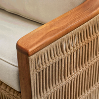 Ensemble de canapés modulaires d'extérieur en teck massif de luxe moderne avec fauteuils et table basse pour terrasse de villa et salon de jardin Villa Hote