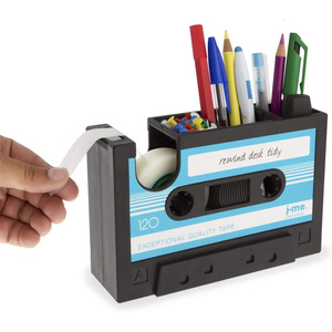 Soporte para bolígrafos con forma de cinta de casete retro, cortador de cinta, papelería de oficina, organizador de almacenamiento creativo para uso en escritorio - Product Image 4