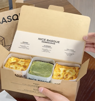 Boîte en papier personnalisable pour plats à emporter, boîte à poulet frit avec sauce, boîte à frites, boîte d'emballage pour cheesecake basque